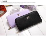 women long clutch Wallets female Fashion PU Leather Bowknot coin bag phone purses Famous designer lady cards holder wallet