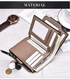 Elegant casual men's wallet vertical section multi-function card holder PU genuine multi-card buckle purse