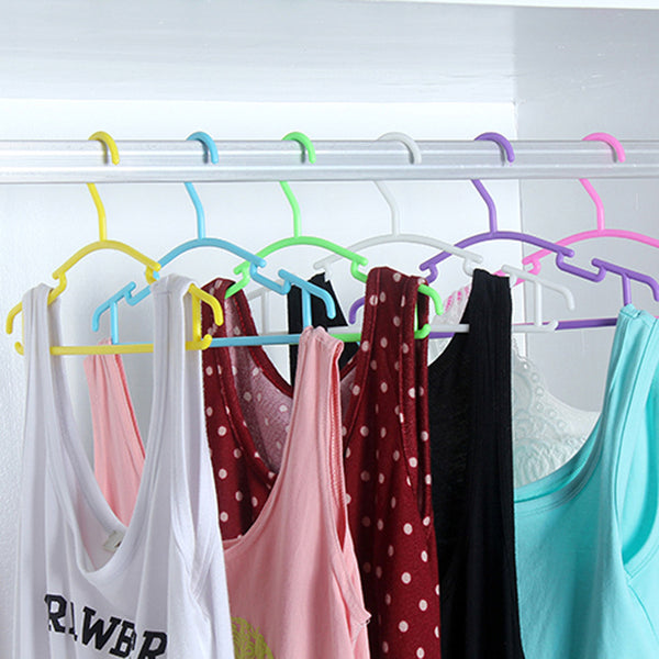Liplasting 10Pcs/Lot Portable Clothes Hanger Kids Children Toddler Baby Clothes Coat Plastic Hangers Hook Household