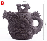 CJ255 Ceramic teapot,Traditional Chinese Tea pot Dragon and Phoenix Tea kettle Premium tea infuser purple clay tea set