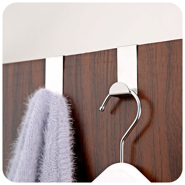Newest 2PC Door Hook Stainless Kitchen Cabinet Clothes Hanger Levert Dropship
