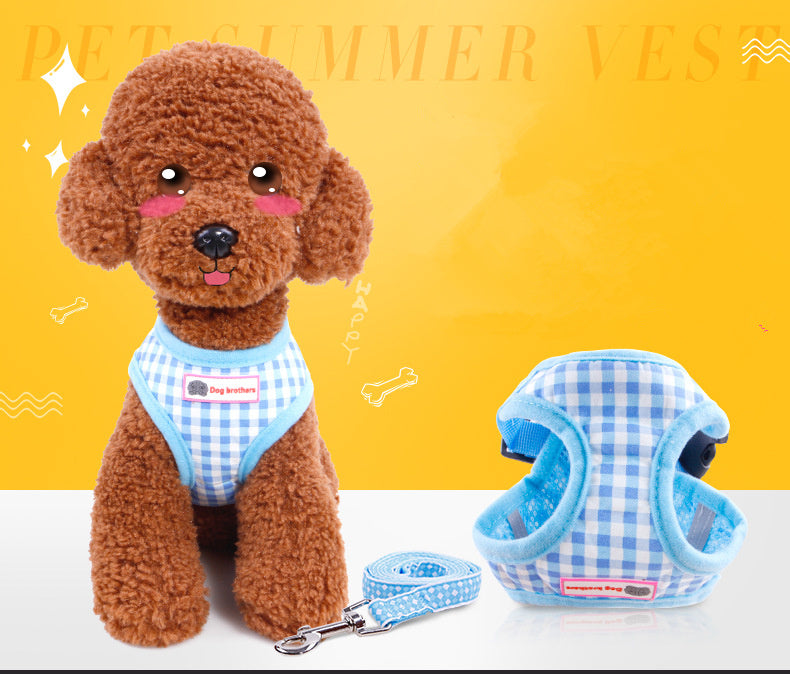 Adjustable Soft Breathable summer pet Dog Harness Vest and leash for small Dog Collar Cat Pet Dogs Leash running Chest Strap