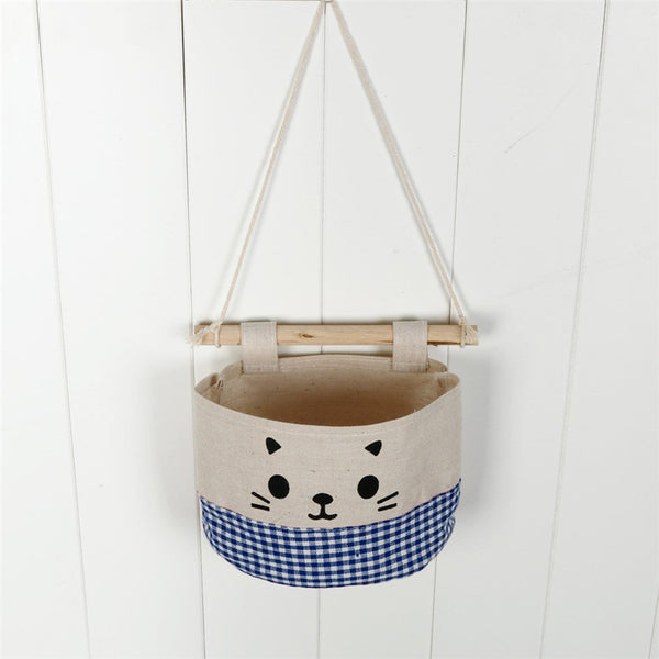 Retro Style and Water Proof Design New Cotton Cartoon Cat Hanging Storage Bag