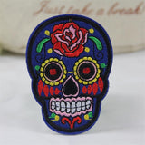 More Colors Flower Skull Skeleton Embroidery Iron On Patches Clothes Appliques Sew On Badge DIY Clothing Bag