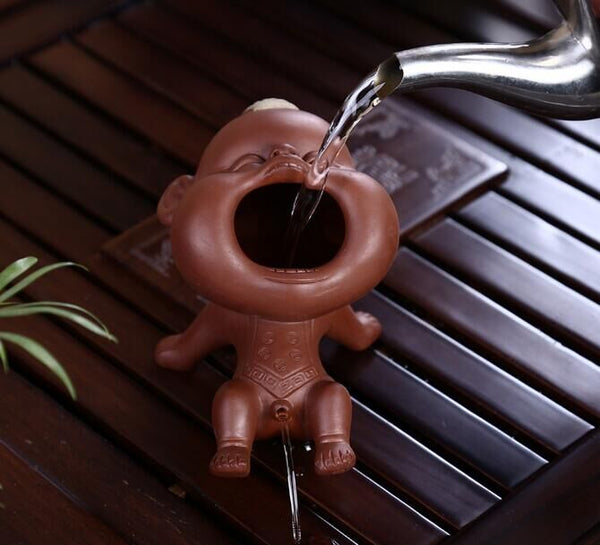 Tea Pets Ornament Chinese Folk Art Purple Clay Decoration Crafts Figurines Little Monk Yixing Baby Boy Spray Pee Tea Accessories
