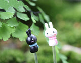 XBJ058 Mini Rabbit 2pcs Animal Miniature Fairy Garden Decoration Doll House Terrarium Decor Ornament Toys