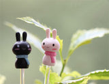 XBJ058 Mini Rabbit 2pcs Animal Miniature Fairy Garden Decoration Doll House Terrarium Decor Ornament Toys