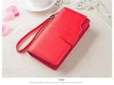 High-capacity candy-colored zipper wallet High quality Leather Handbag button Cross-shaped long section Wallets