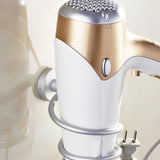 Bathroom Hair Dryer Holder Wall Mounted Rack Space Save Shelf Storage Organizer Aluminum Hairdryer Holder Multi-function hanger