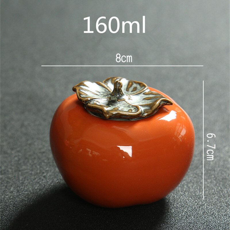 Ceramic Persimmon Tea Canister Coffee Box Puer Green Tea Caddy Storage Sealed Jar Mini tea cans for puer Oolong tea storage Main image
