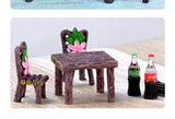 3pcs/Set Table Chair Resin Craft Micro Landscape Ornament Fairy Garden Miniature Terrarium Figurine Christmas Decoration