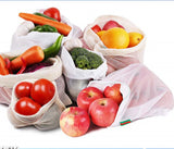 Reusable Cotton Vegetable Bags Home Kitchen Fruit And Vegetable Storage Mesh Bags With Drawstring Machine Washable