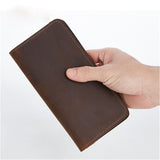 Men's Wallet Crazy Leather retro leather long wallet large capacity casual fashion clutch bag High-quality Cow leather