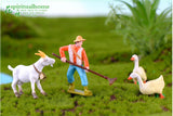 3pcs/lot farm PVC craft gift landscape DIY plastic animal ornaments farmer horse cow duck duck pig goat
