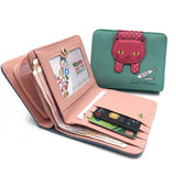 Women cute cat wallet small zipper girl wallet brand designed pu leather women coin purse female card holder wallet