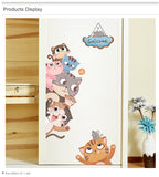 Cartoon Animals Wall Stickers DIY Children Mural Decals for Kids Rooms Baby Bedroom Wardrobe Door Decoration
