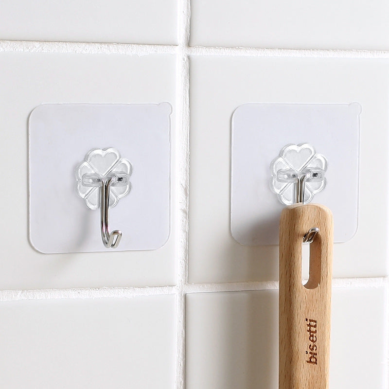 6pcs Transparent Strong Self Adhesive Door Wall Hangers Towel Mop Handbag Holder Hooks For Hanging Kitchen Bathroom Accessories