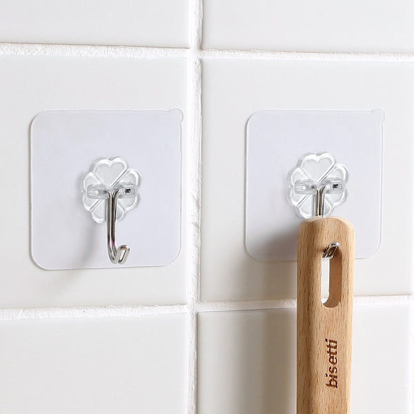 6pcs Transparent Strong Self Adhesive Door Wall Hangers Towel Mop Handbag Holder Hooks For Hanging Kitchen Bathroom Accessories