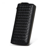 Leather men's woven wallet casual trendy long wallet fashion personality clutch High-quality genuine men's wallets