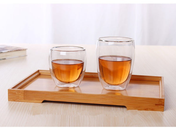Double Glass Cup Coffee Mugs Tea Cup Transparent Heat-resistant Glass Cups With Bamboo Insulation Cup Lid Creative Wholesale