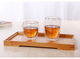 Double Glass Cup Coffee Mugs Tea Cup Transparent Heat-resistant Glass Cups With Bamboo Insulation Cup Lid Creative Wholesale