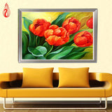 DIY 5D Full Diamond Embroidery Beautiful Tulip Round Diamond Painting Cross Stitch Kits Diamond Mosaic Home Decoration