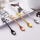 Coffee&Tea Spoon Mini Cat Long Handle Creative Spoon Drinking Tools Food grade Stainless Steel Kitchen Flatware Tableware