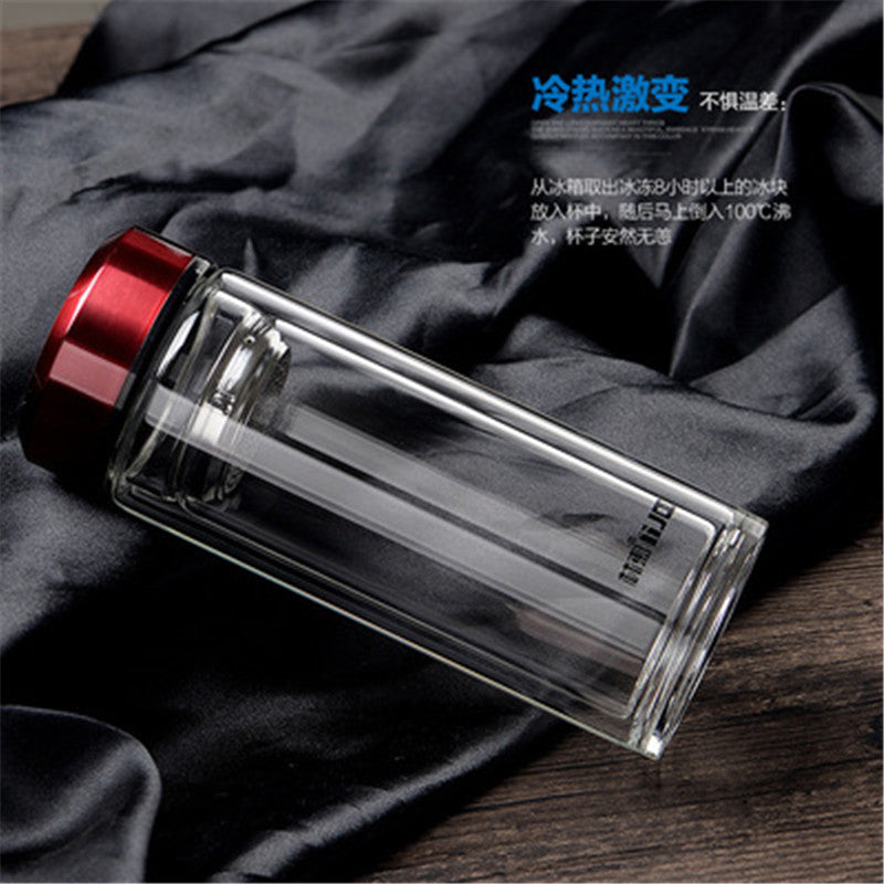 1PC 500ml My Water Portable Double Glass Bottle Hot Transparent Filter Office Tea Bottle
