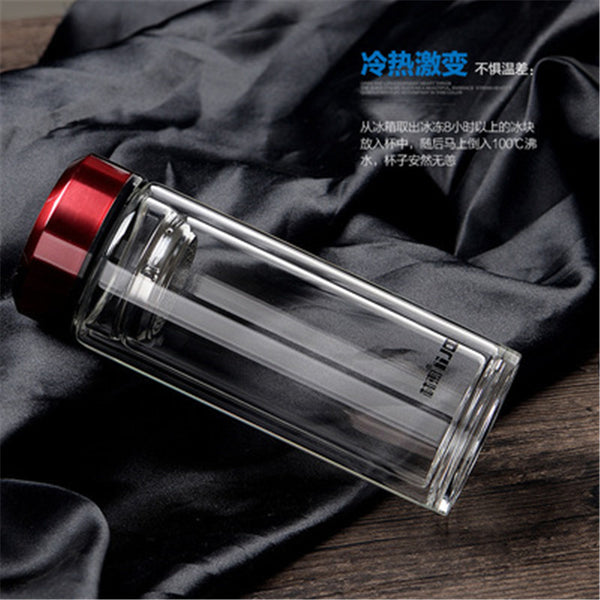1PC 500ml My Water Portable Double Glass Bottle Hot Transparent Filter Office Tea Bottle