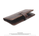 Oil wax leather men's leather wallet casual retro long wallet large capacity multi-position clutch men's purse