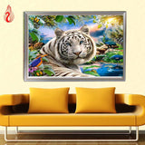 DIY Partial 5D Diamond Embroidery The Tiger Round Diamond Painting Cross Stitch Kits Diamond Mosaic Home Decoration