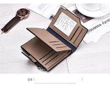 Elegant casual men's wallet vertical section multi-function card holder PU genuine multi-card buckle purse