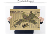 Boeing FA18F Hornet Strike  Mechanical Map Kraft Paper Poster Decoration Painting 50.5X35cm