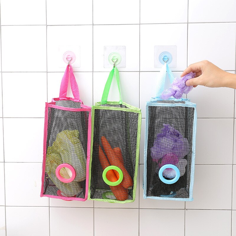 kitchen garbage bags hanging storage mesh bag convenient extraction storage bag organizer Main image