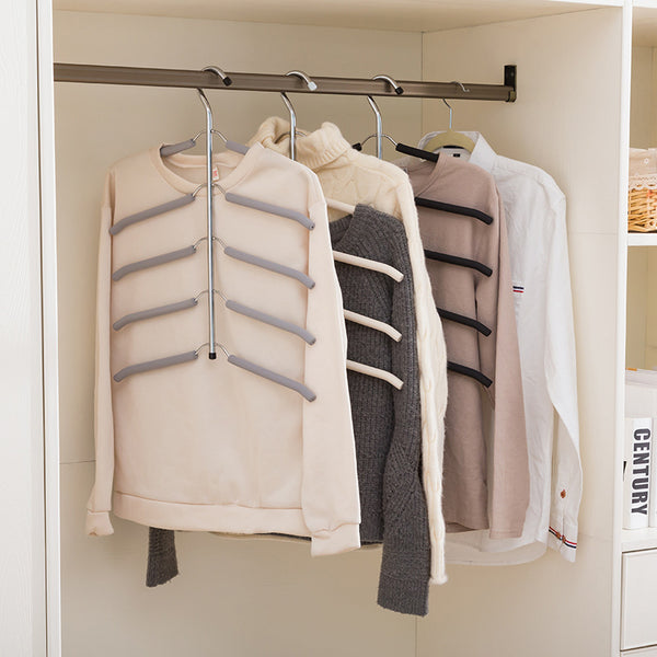 Multilayer Fish Bone Shape Stainless Steel Clothing Storage Racks Clothes Hanger Storage Holder Wardrobe Laundry Drying Rack