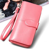 Women Wallet Leather Card Coin Holder Money Clip Long Clutch Phone Wristlet Trifold Zipper Cash Photo Famous Brand Female Purse