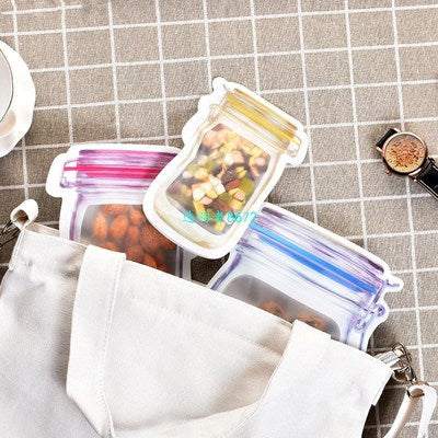 10 pieces Mason Jar Pattern Food Saver Storage Bags Set kitchen organizer Children's snacks Snacks fresh bags Food storage Bags Secondary image