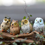 XBJ010 Terrarium Decor 2 PCSCute Owls Animal Resin Miniatures Figurine Craft Bonsai Pots Home Fairy Garden Ornament Decoration