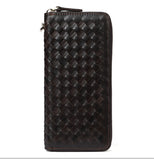 Leather men's woven wallet casual trendy long wallet fashion personality clutch High-quality genuine men's wallets