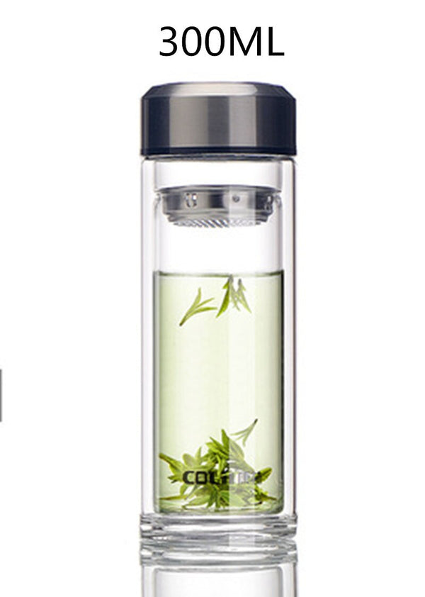 1PC 500ml My Water Portable Double Glass Bottle Hot Transparent Filter Office Tea Bottle