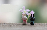 XBJ058 Mini Rabbit 2pcs Animal Miniature Fairy Garden Decoration Doll House Terrarium Decor Ornament Toys