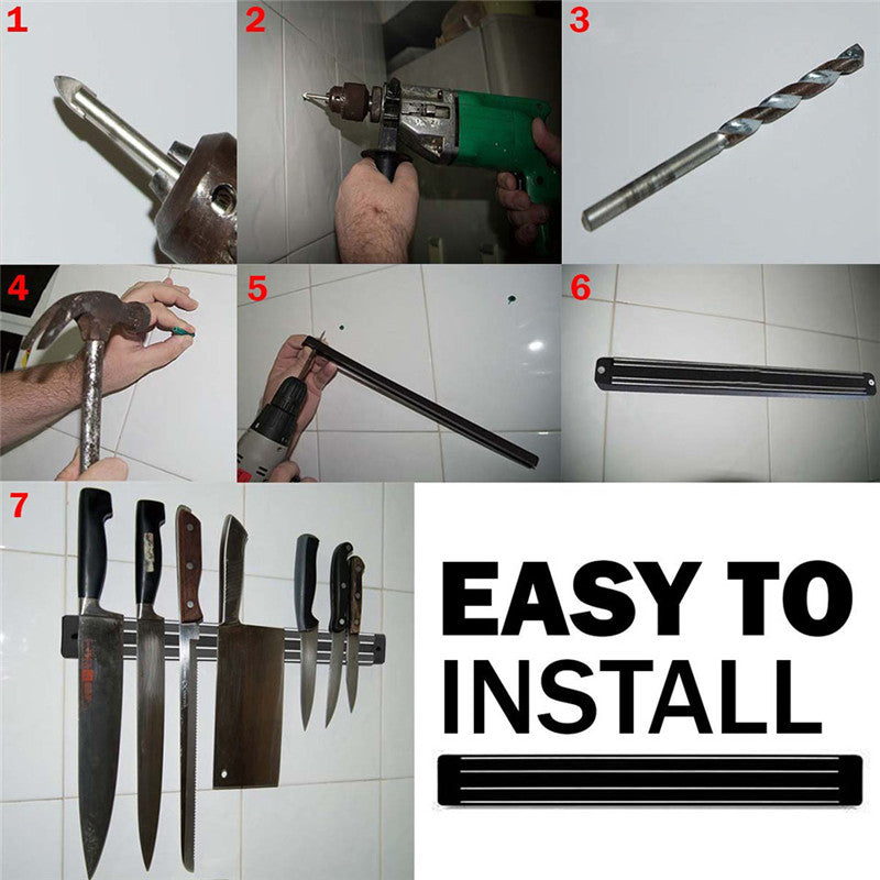 High Quality 13 inch Magnetic Knife Holder Wall Mount Black ABS Plastic Block Magnet Knife Holder For metal Knife