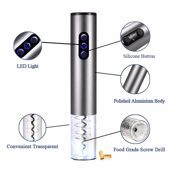 Electric wine opener Aluminum alloy red wine corkscrew automatic bottle opener with foil cutter wine accessories