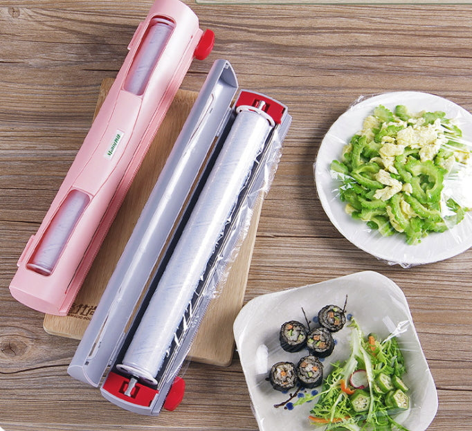 Magic ABS Good Useful Fruit Food Fresh Keeping Plastic Cling Wrap Dispenser Preservative Film Cutter Kitchen Tool Accessories Main image