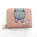Women cute cat wallet small zipper girl wallet brand designed pu leather women coin purse female card holder wallet