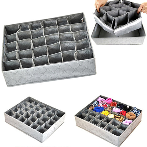 Non-woven Fabric Foldable Underwear Socks Drawer Organizer Storage Box Useful 30 Cells Container Boxs Main image
