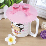 CJ224 Cute 10.5cm Anti-dust Silicone Cup Cover Silicone Lovely Bowknot Cup Cover Coffee Cup Suction Seal Lid Cap