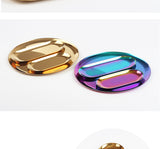 New Colorful Metal Storage Tray Gold Oval Dotted Fruit Plate Small Items Jewelry Display Tray Mirror