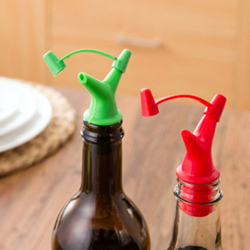 Double Oil Bottle Mouth Stopper Sauce Bottles Nozzle Caps Wine Stopper Pour The Liquid Guiding Device Kitchen Tools
