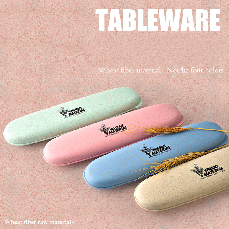 Portable Travel Cutlery Tableware Set Wheat Straw Dinnerware Sets Camping Picnic Kids School Gift Kitchen Tools